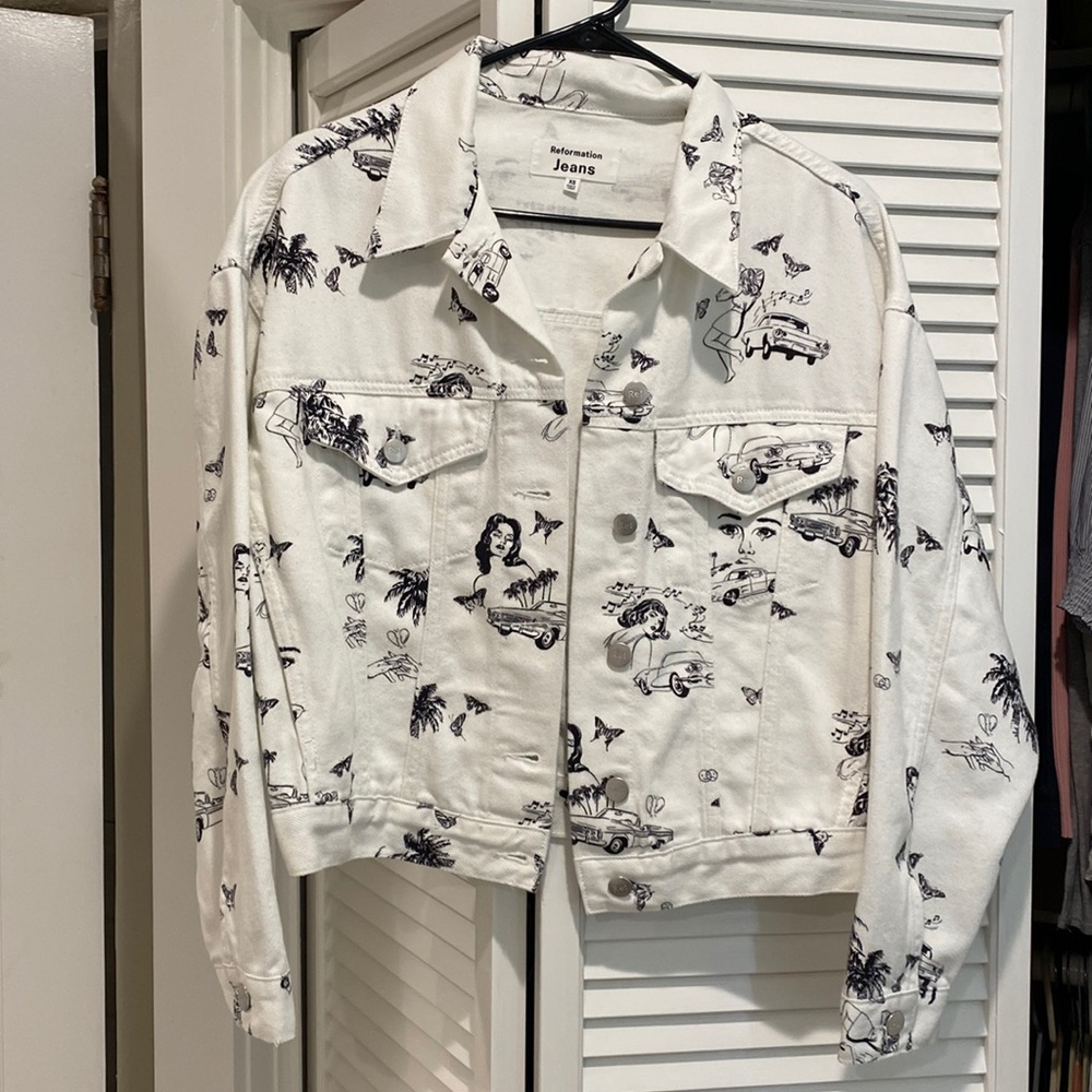 Reformation white denim jacket
